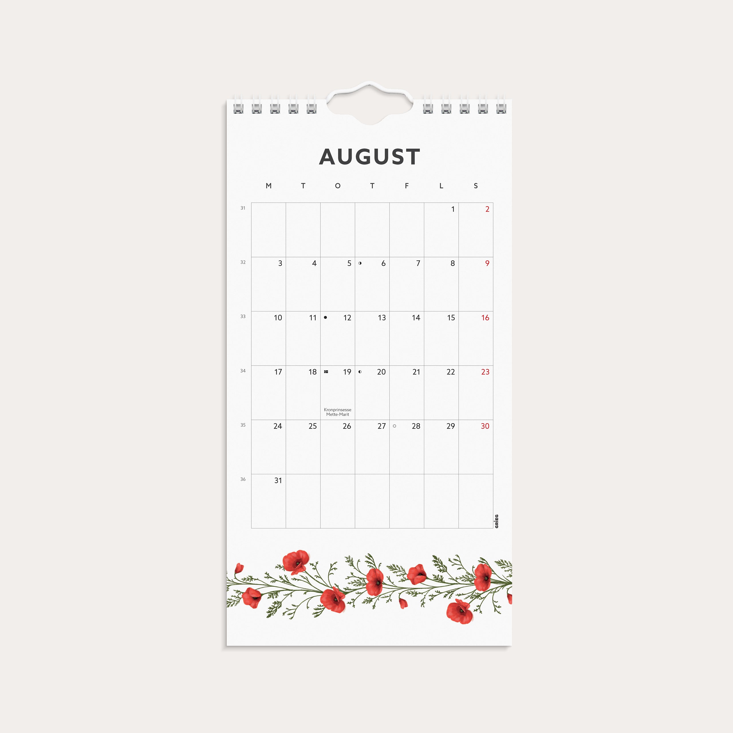 Veggkalender 2026 Blomster Mini