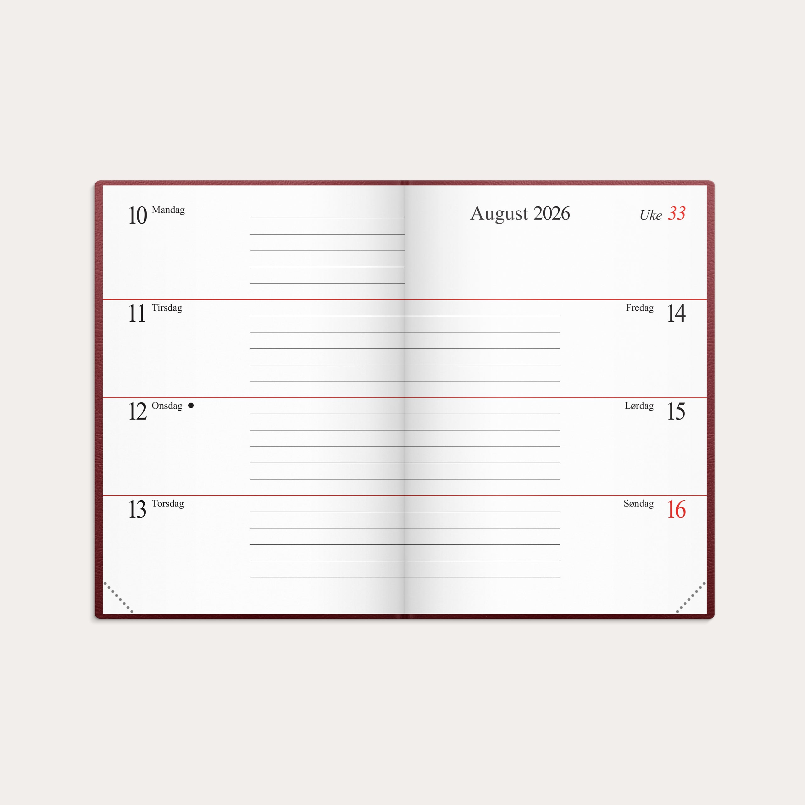 Kalender Mini 2026 burgunder