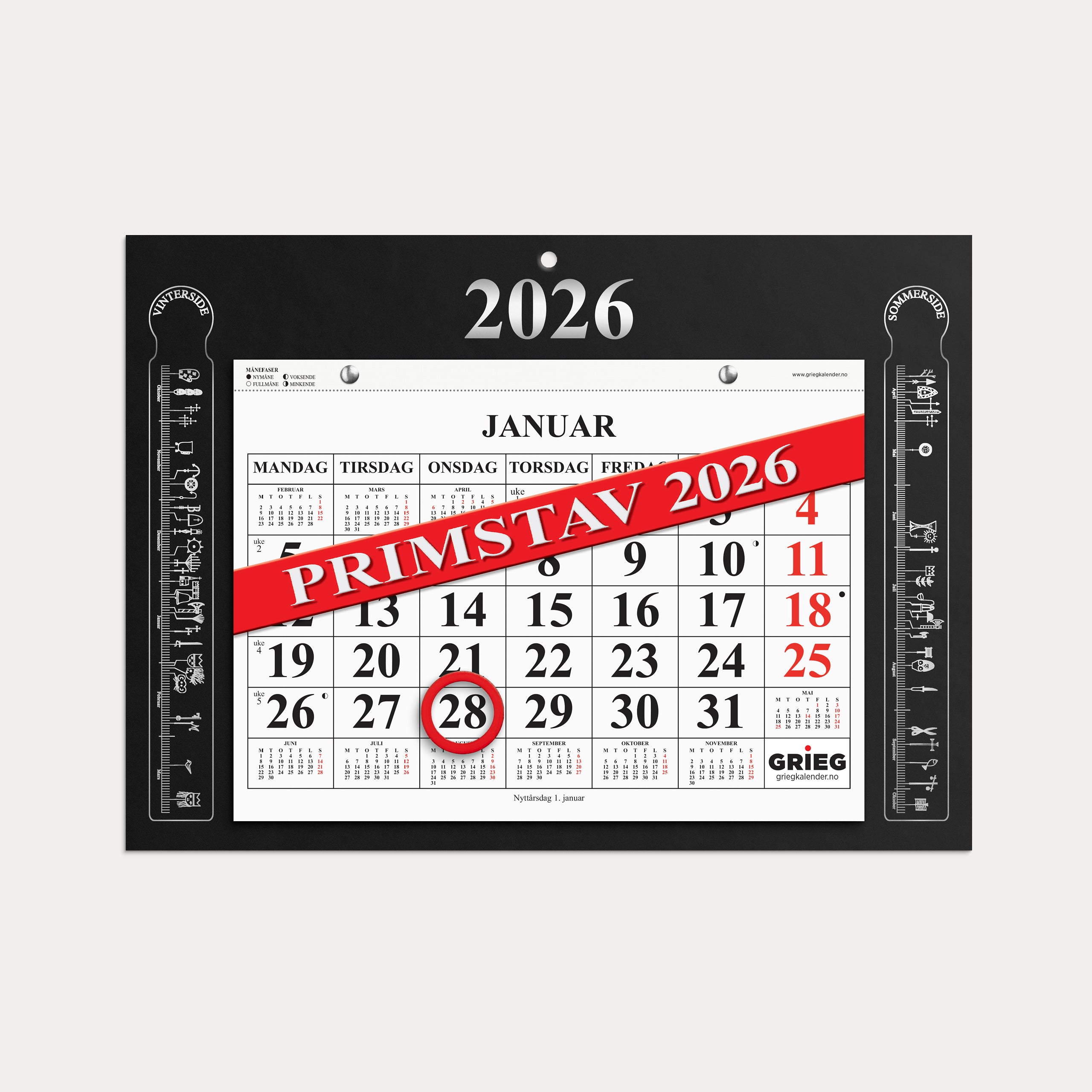 Magnetkalender Primstav 2026 sort